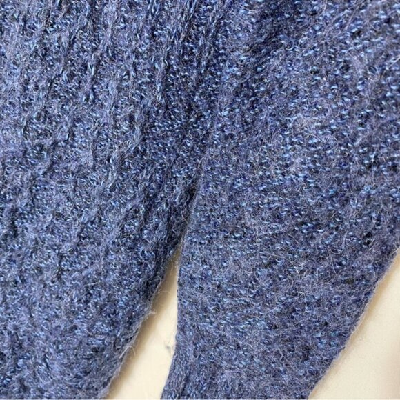 Vintage La Llama Blue Alpacaa Blend Knit Button Front Cardigan W Hood M - Picture 5 of 14